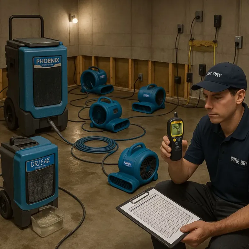 Structural Drying and Dehumidification process in Oakbrook, KY